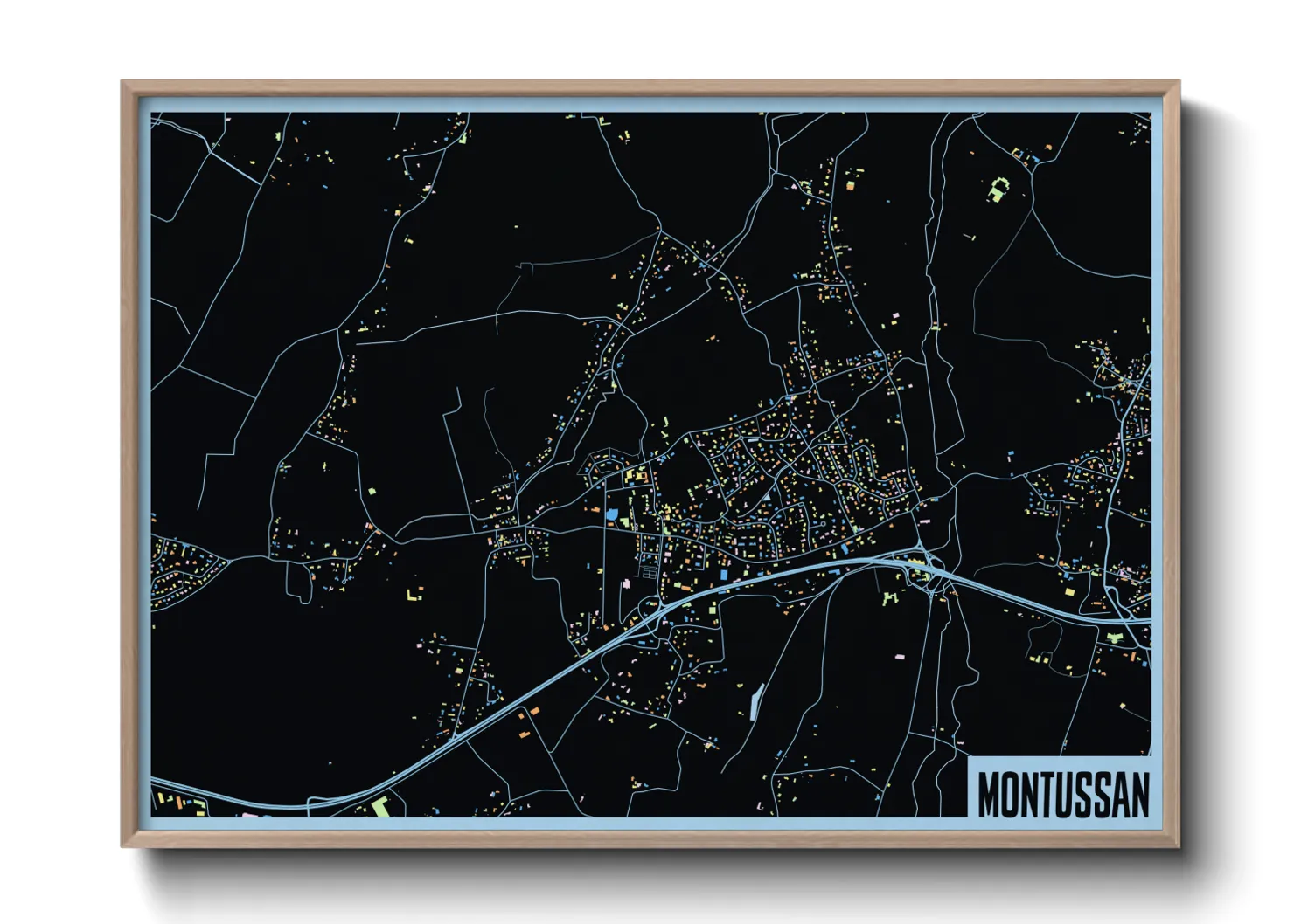 Une affiche de carte sur Montussan