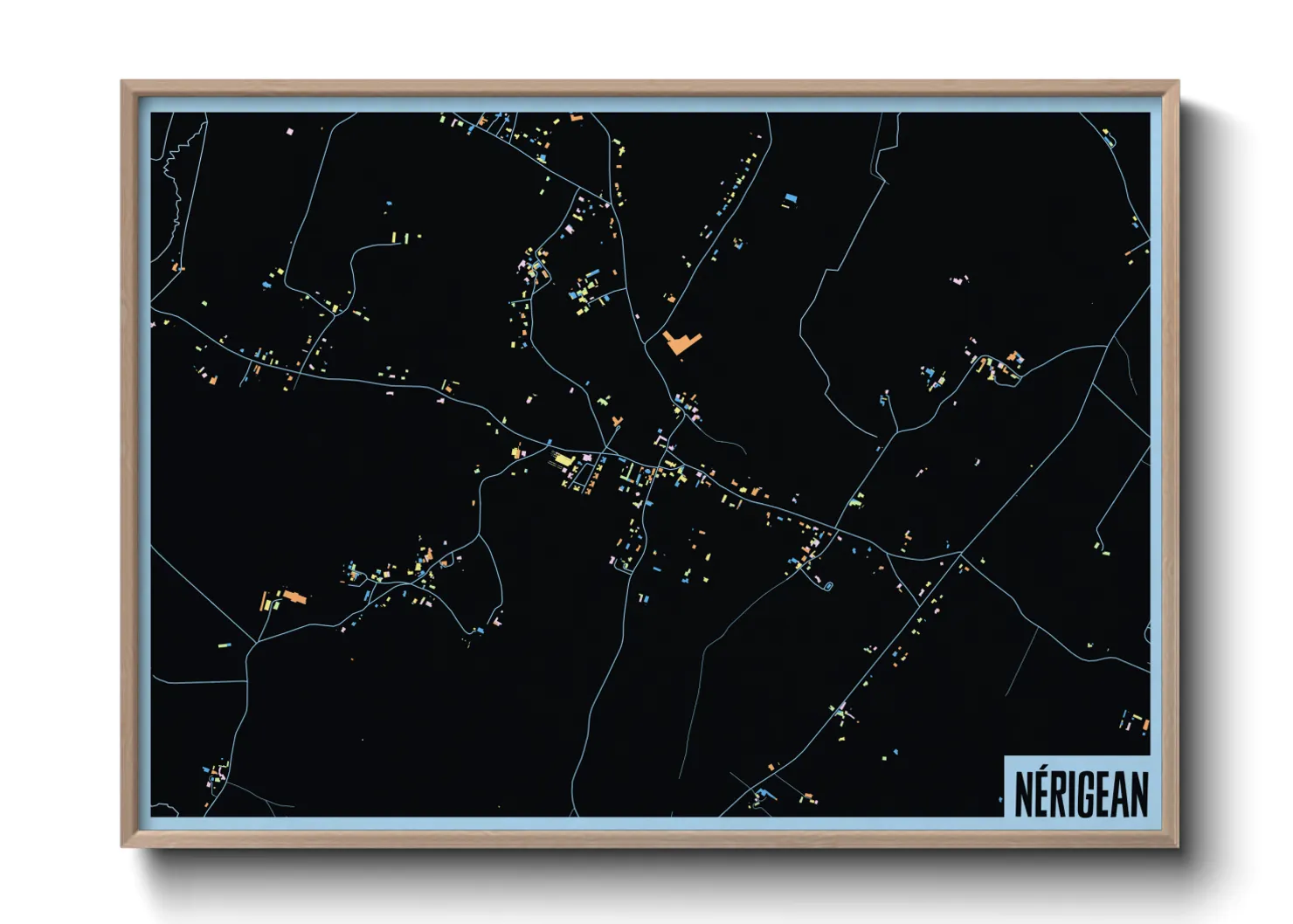 Une affiche de carte sur Nérigean