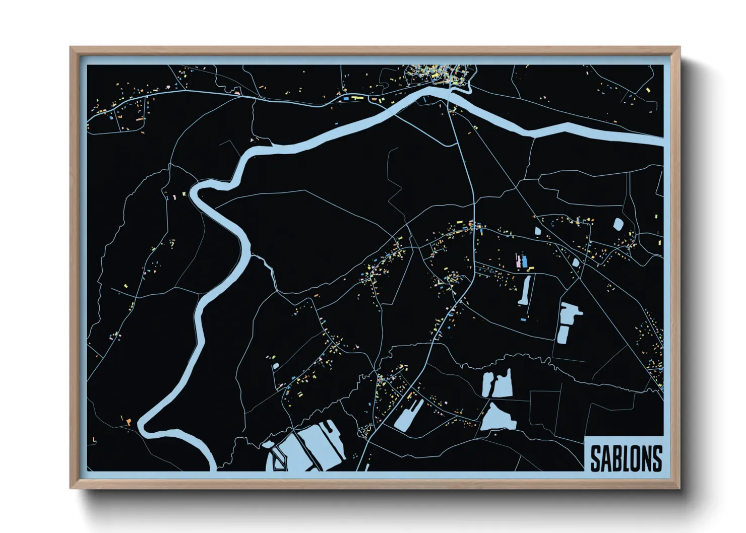 Une affiche de carte sur Sablons