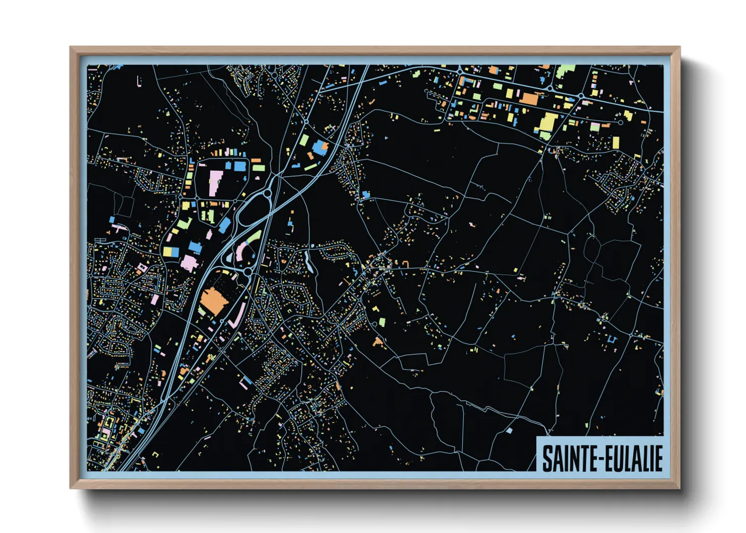 Une affiche de carte sur Sainte-Eulalie