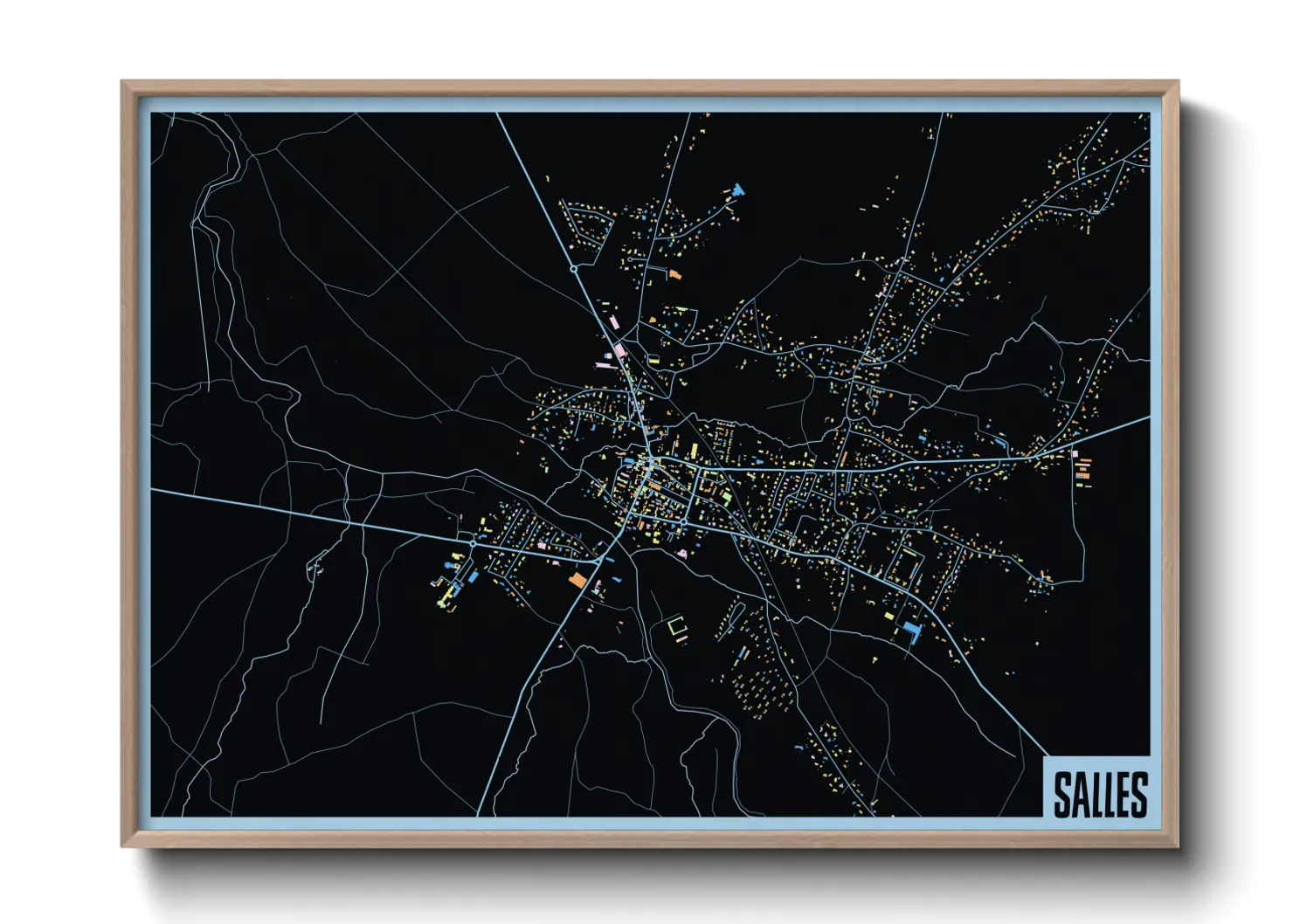 Une affiche de carte sur Salles