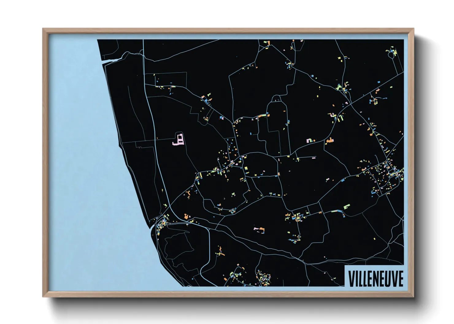 Une affiche de carte sur Villeneuve