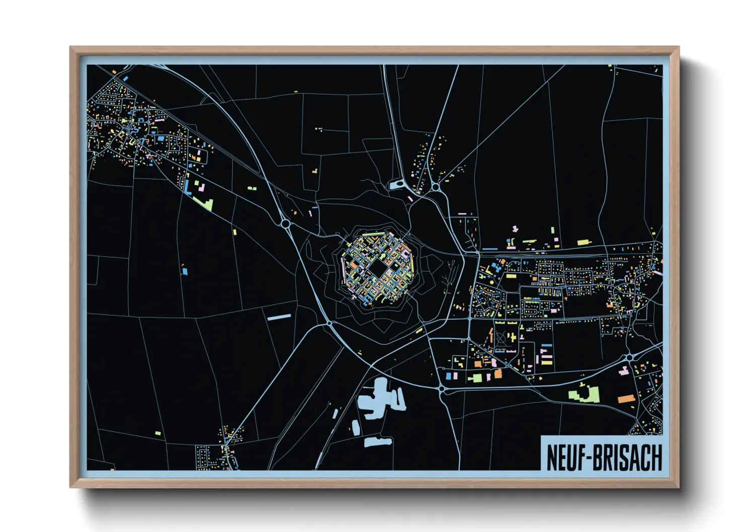 Une affiche de carte sur Neuf-Brisach