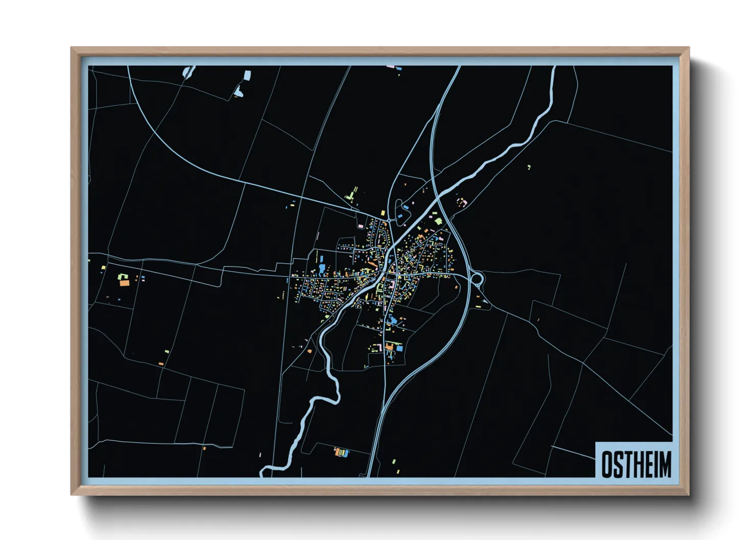 Une affiche de carte sur Ostheim
