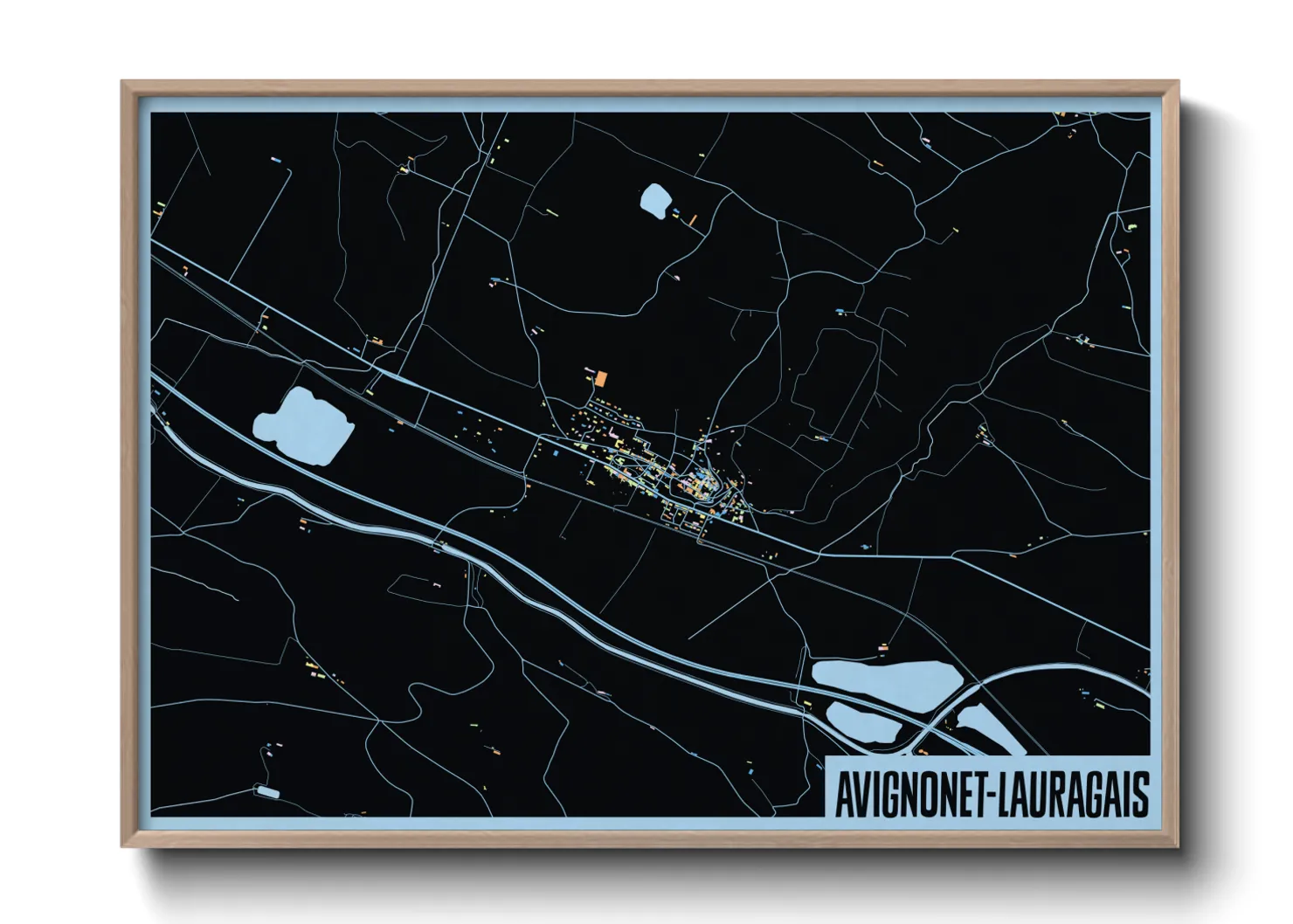 Une affiche de carte sur Avignonet-Lauragais