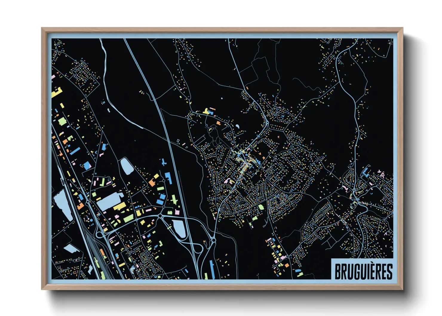 Une affiche de carte sur Bruguières