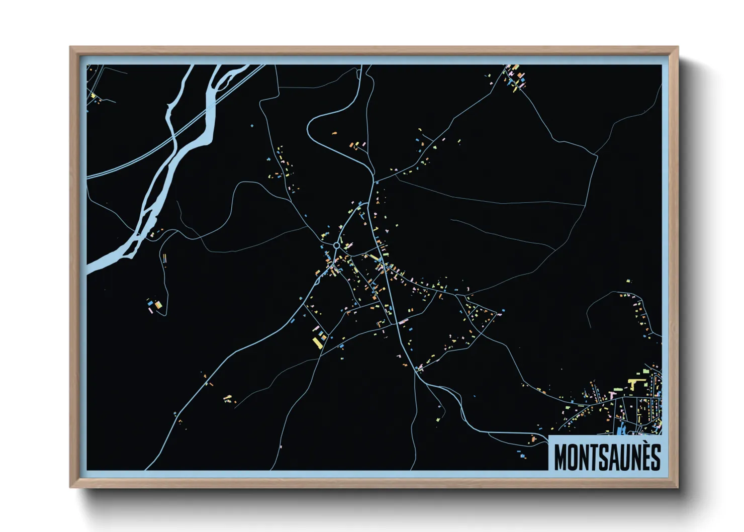 Une affiche de carte sur Montsaunès