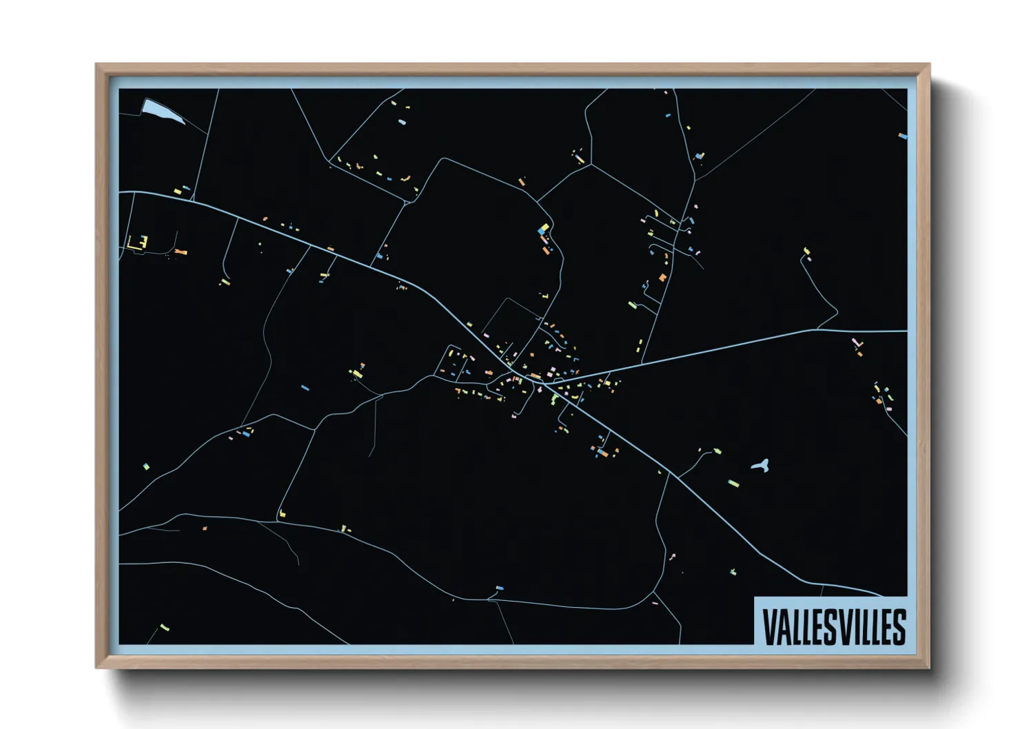 Une affiche de carte sur Vallesvilles