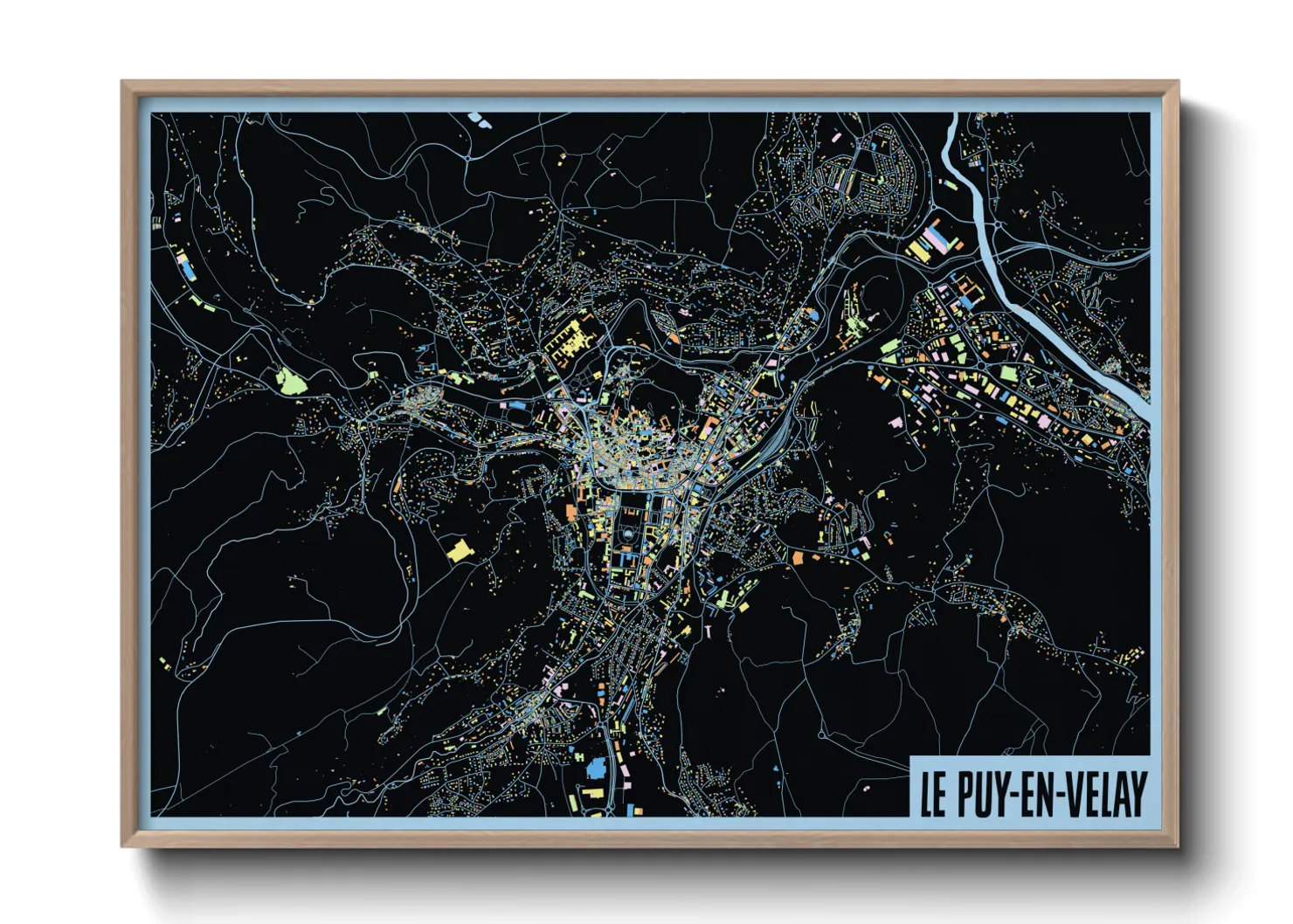 Une affiche de carte sur Le Puy-en-Velay