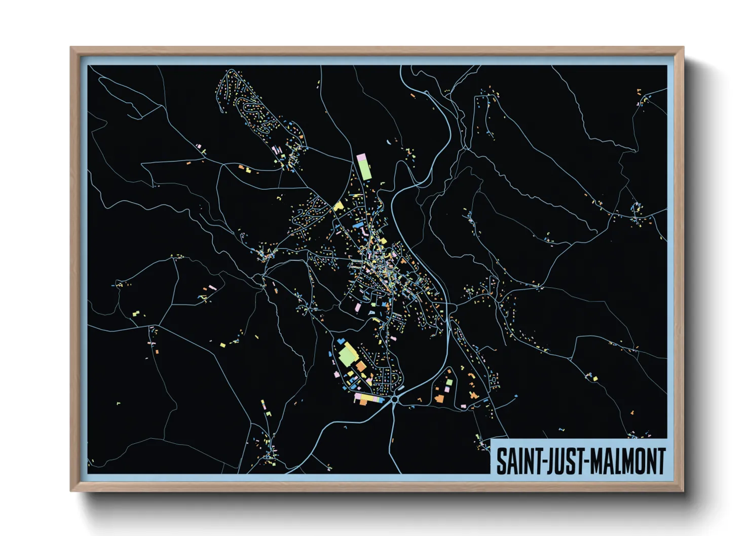 Une affiche de carte sur Saint-Just-Malmont