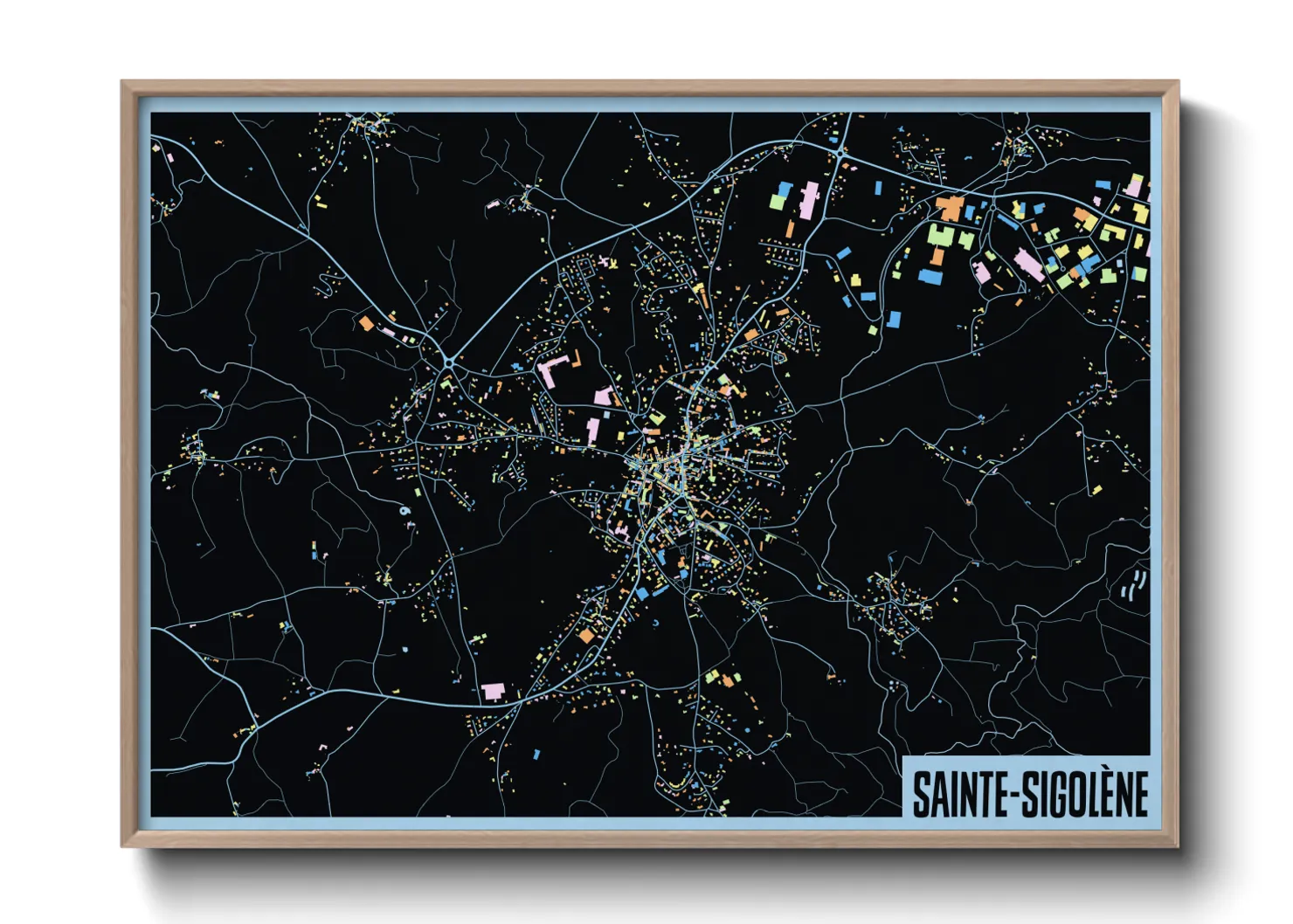 Une affiche de carte sur Sainte-Sigolène