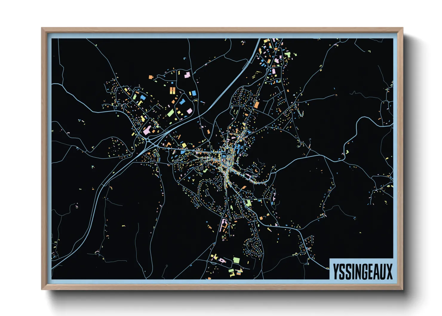 Une affiche de carte sur Yssingeaux