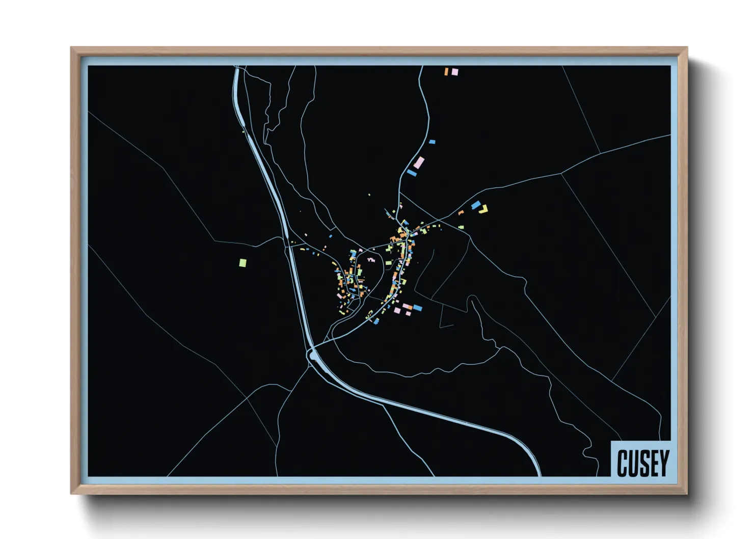 Une affiche de carte sur Cusey