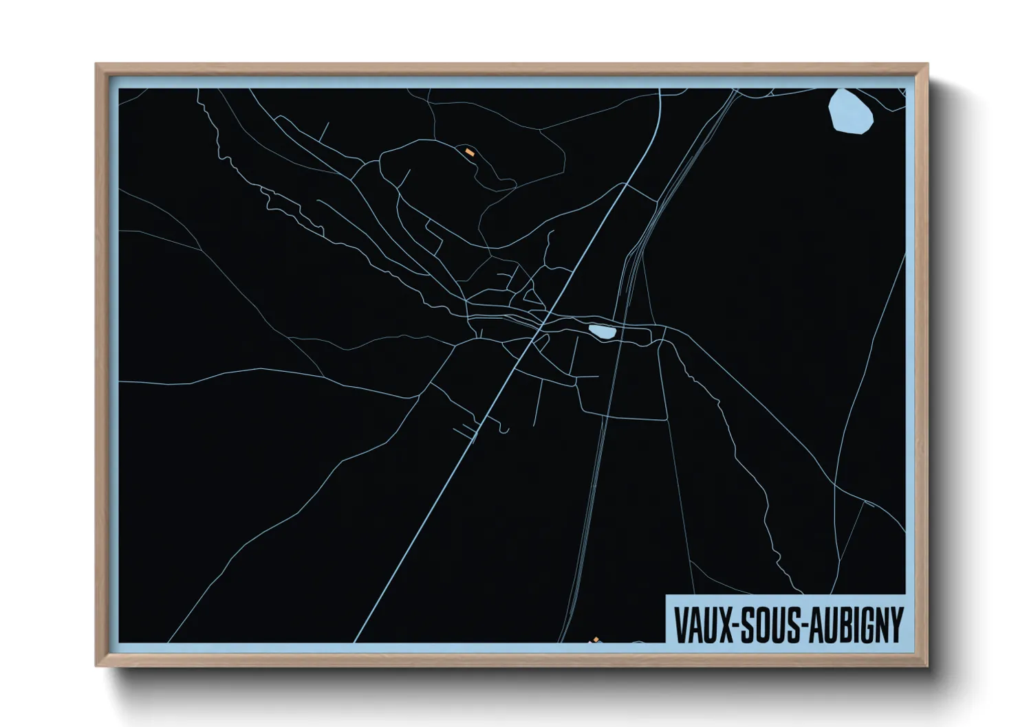 Une affiche de carte sur Vaux-sous-Aubigny