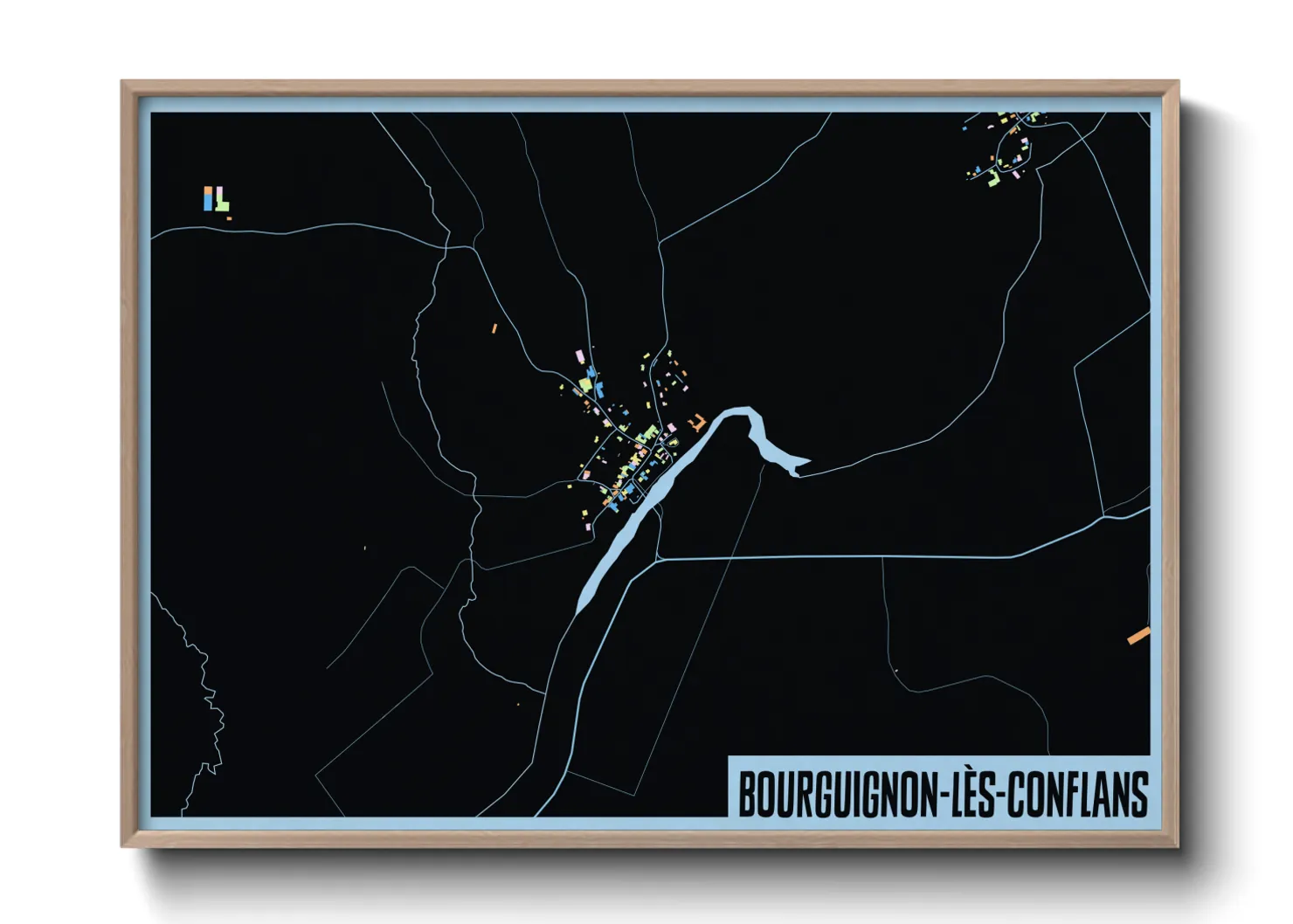 Une affiche de carte sur Bourguignon-lès-Conflans