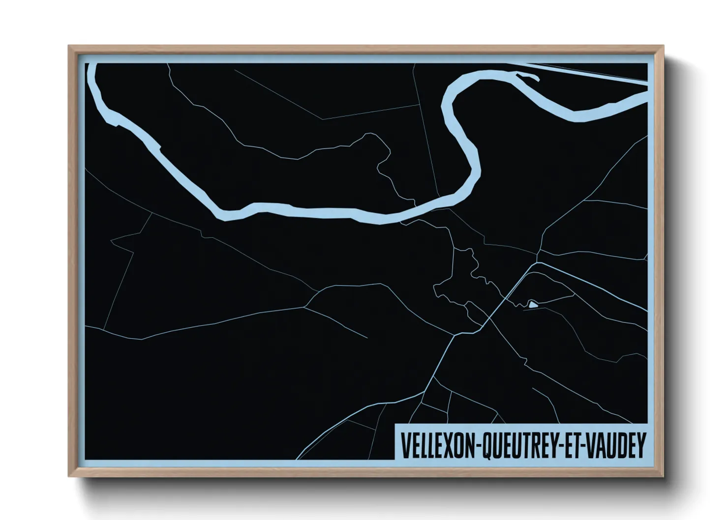Une affiche de carte sur Vellexon-Queutrey-et-Vaudey