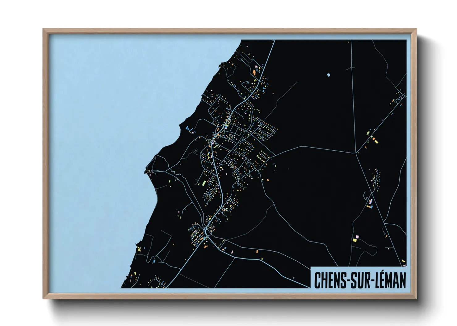 Une affiche de carte sur Chens-sur-Léman