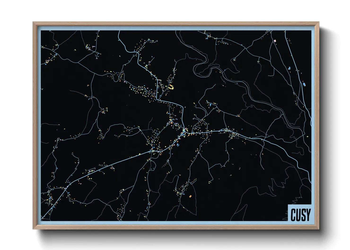 Une affiche de carte sur Cusy