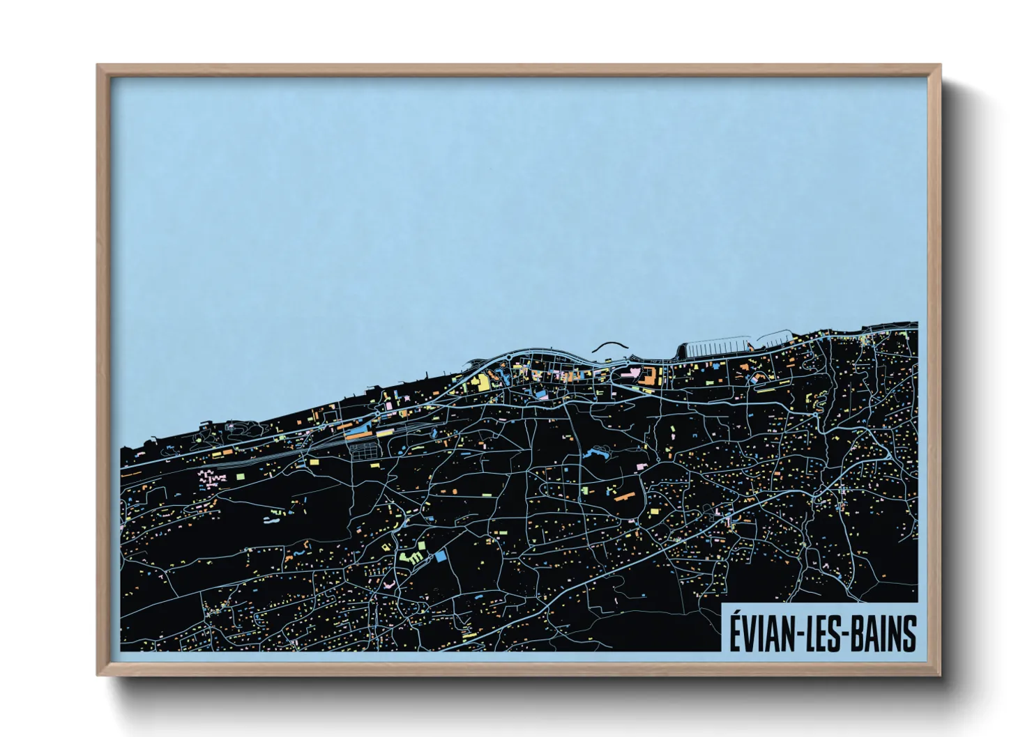 Une affiche de carte sur Évian-les-Bains