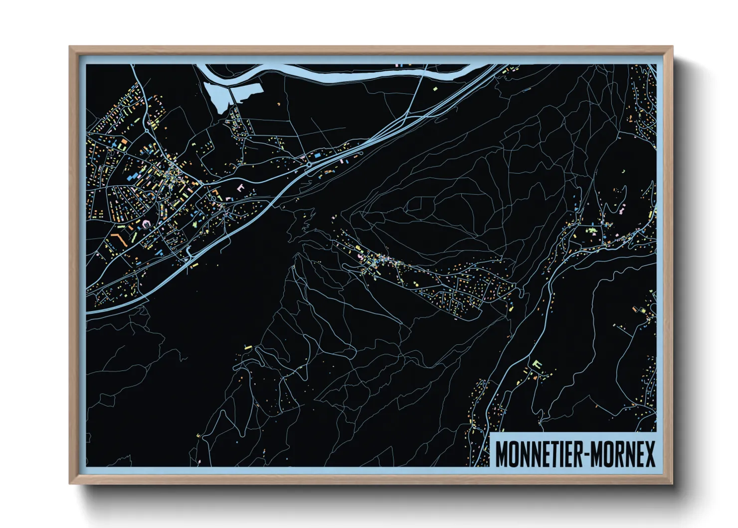 Une affiche de carte sur Monnetier-Mornex