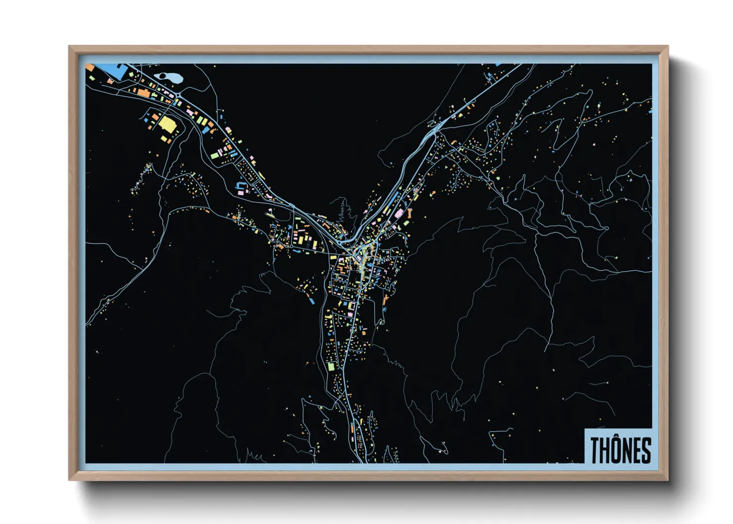 Une affiche de carte sur Thônes