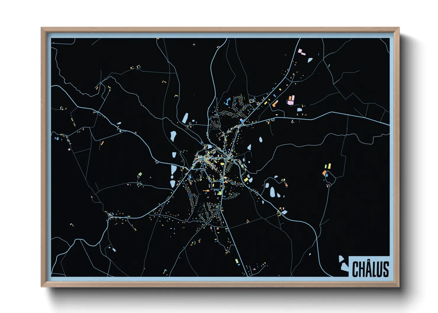 Une affiche de carte sur Châlus