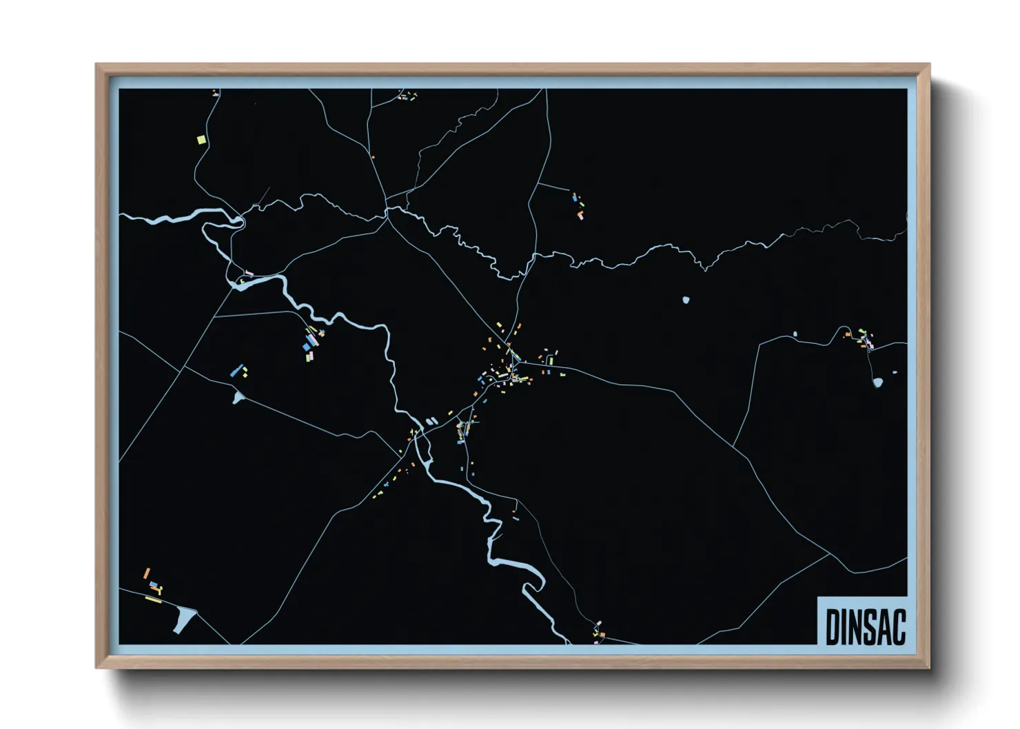 Une affiche de carte sur Dinsac