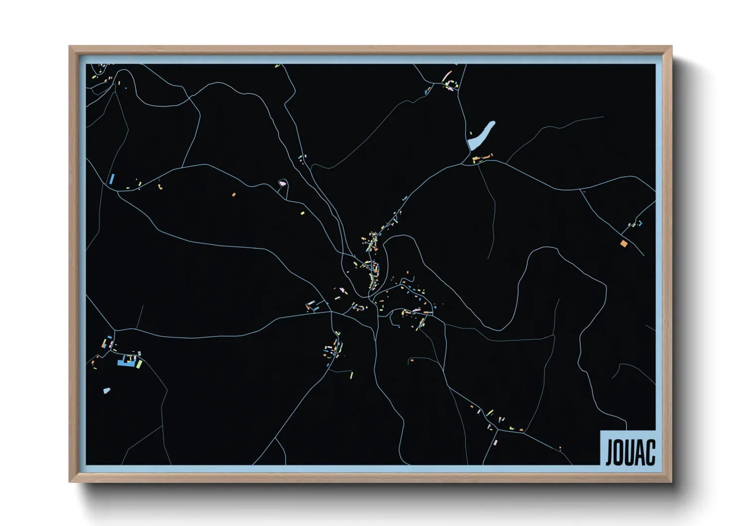 Une affiche de carte sur Jouac
