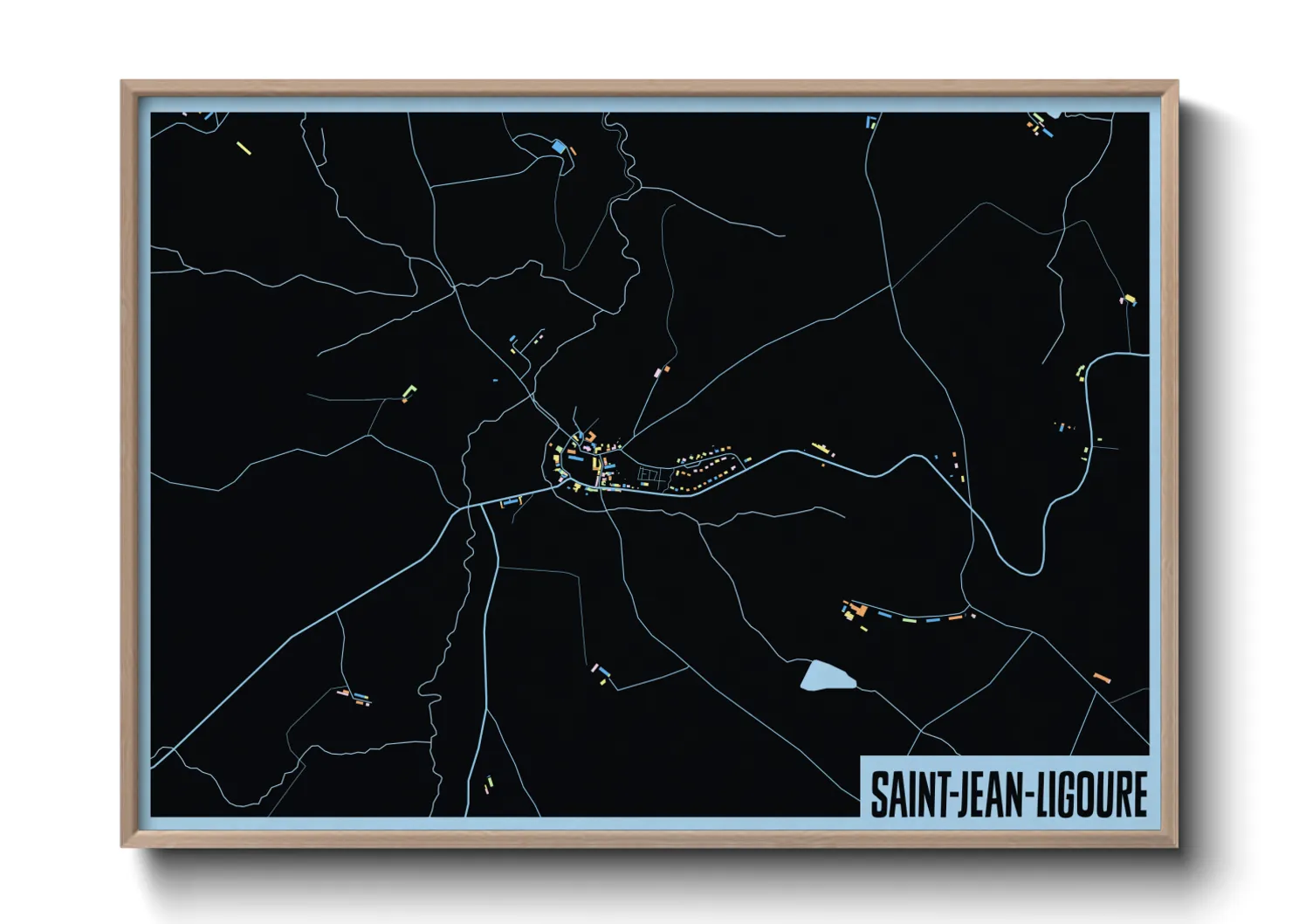 Une affiche de carte sur Saint-Jean-Ligoure