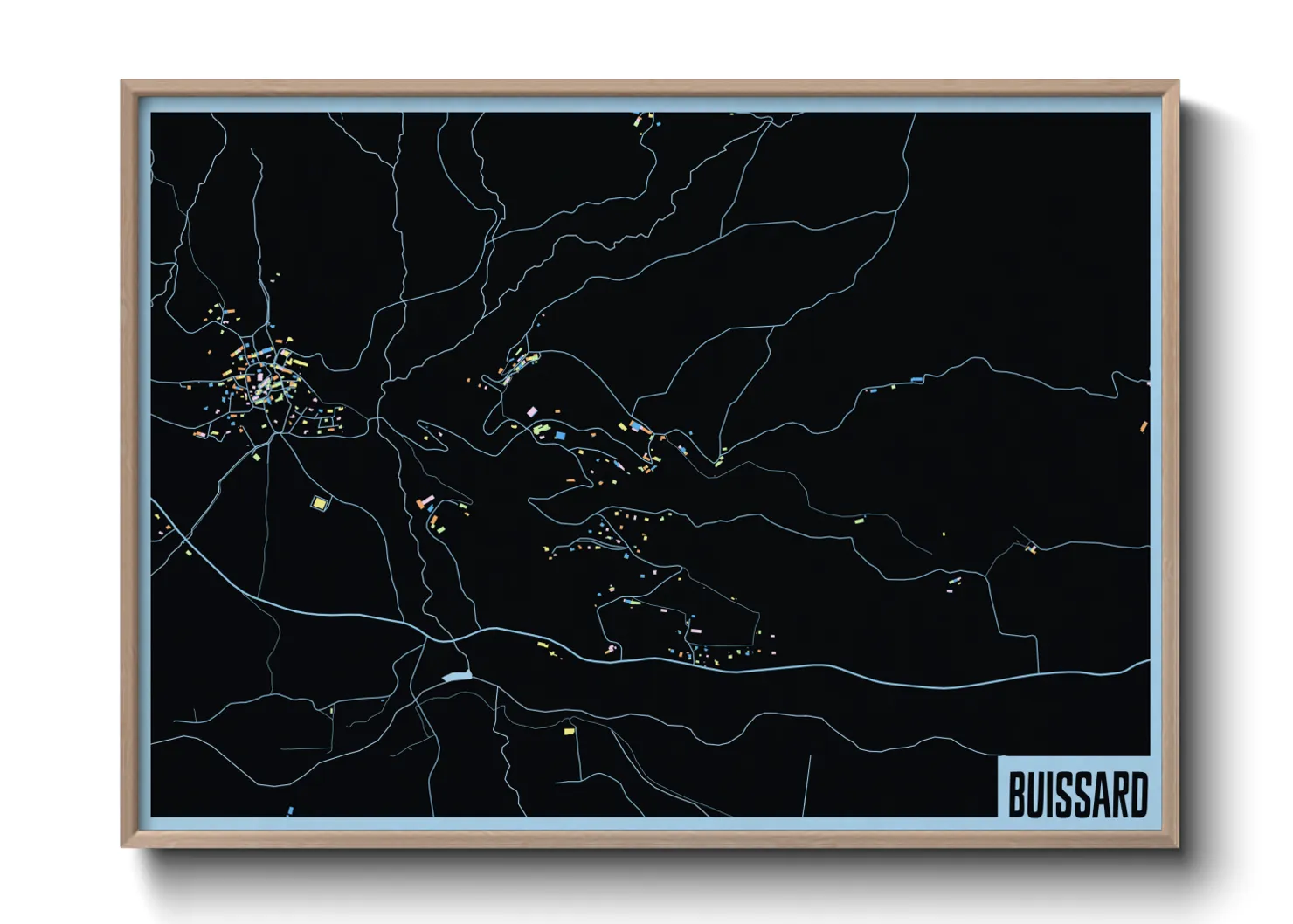 Une affiche de carte sur Buissard