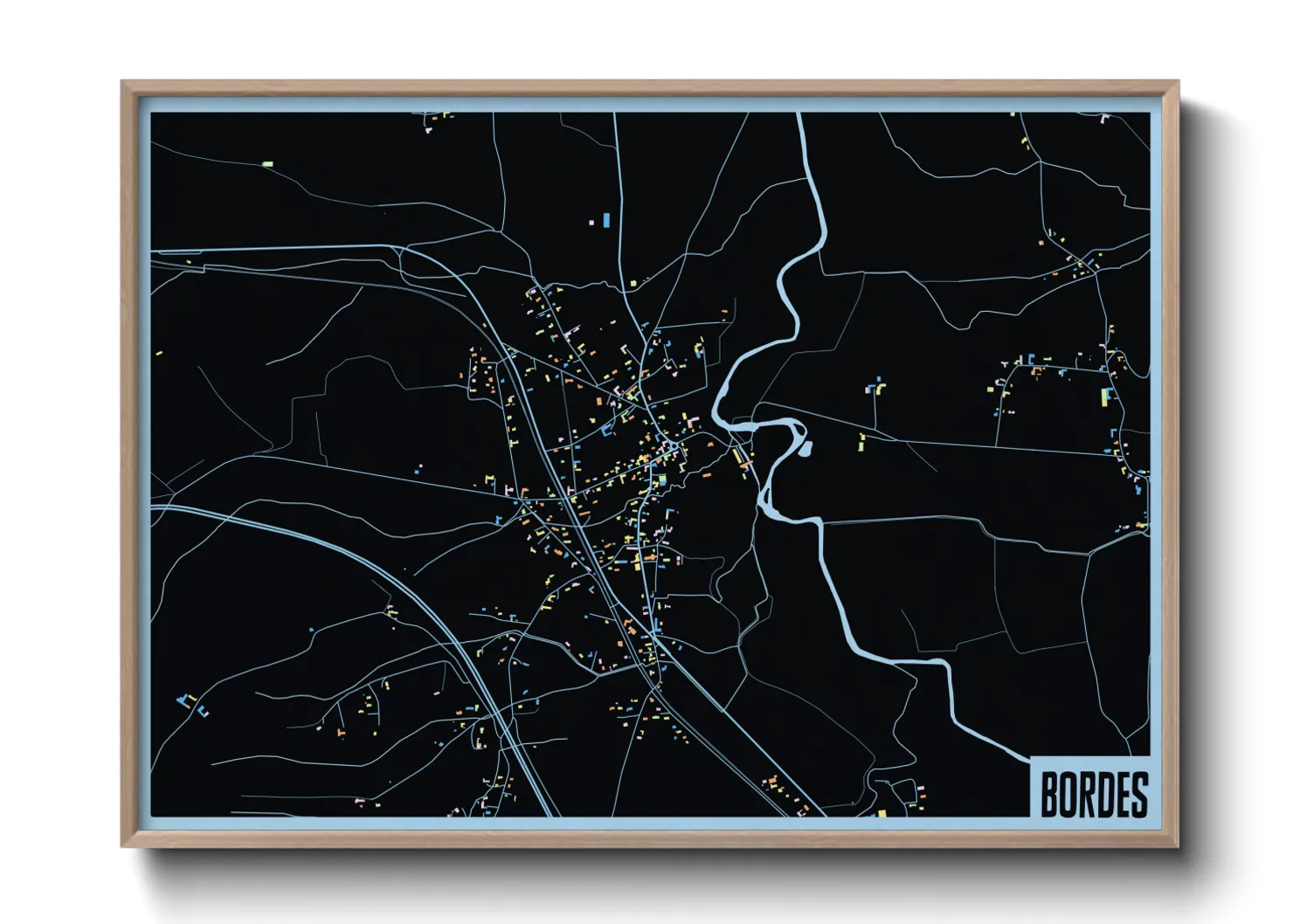 Une affiche de carte sur Bordes