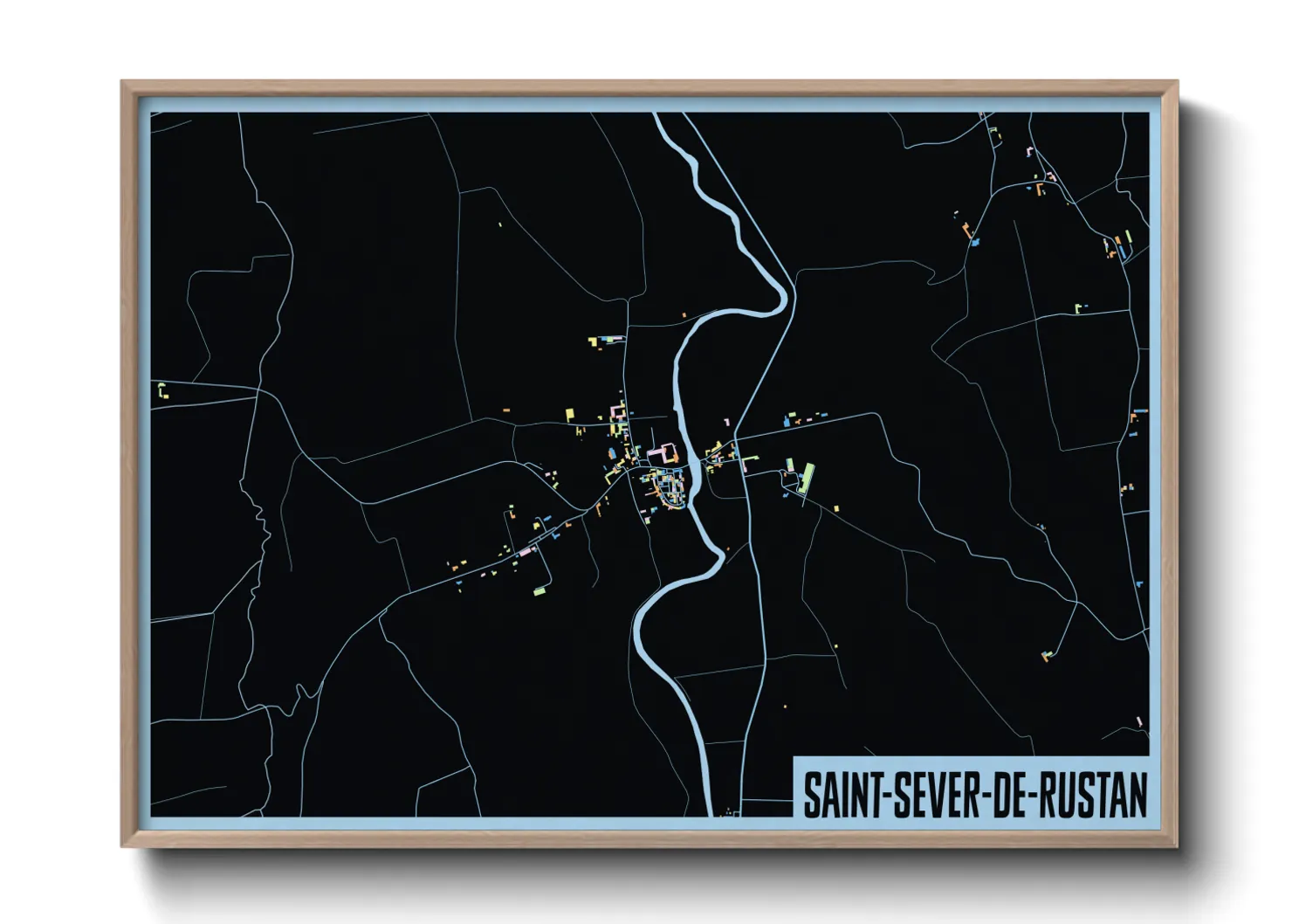 Une affiche de carte sur Saint-Sever-de-Rustan