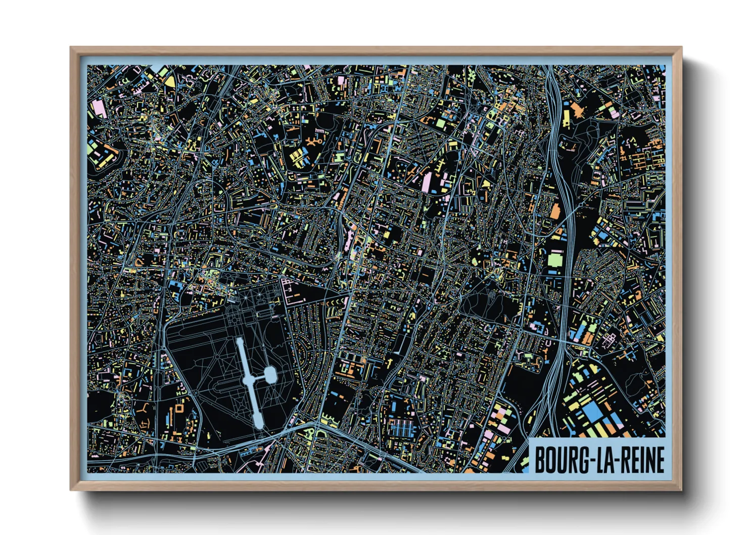 Une affiche de carte sur Bourg-la-Reine