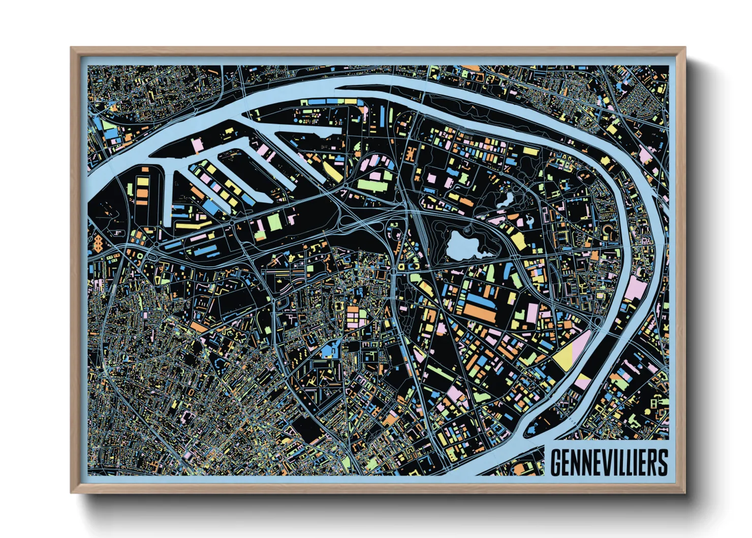 Une affiche de carte sur Gennevilliers