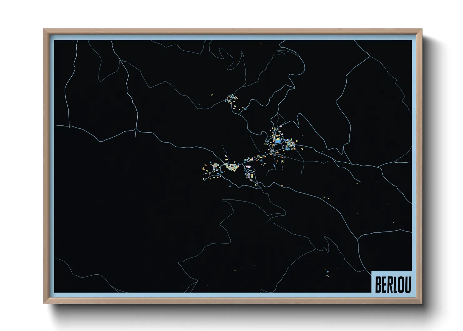 Une affiche de carte sur Berlou