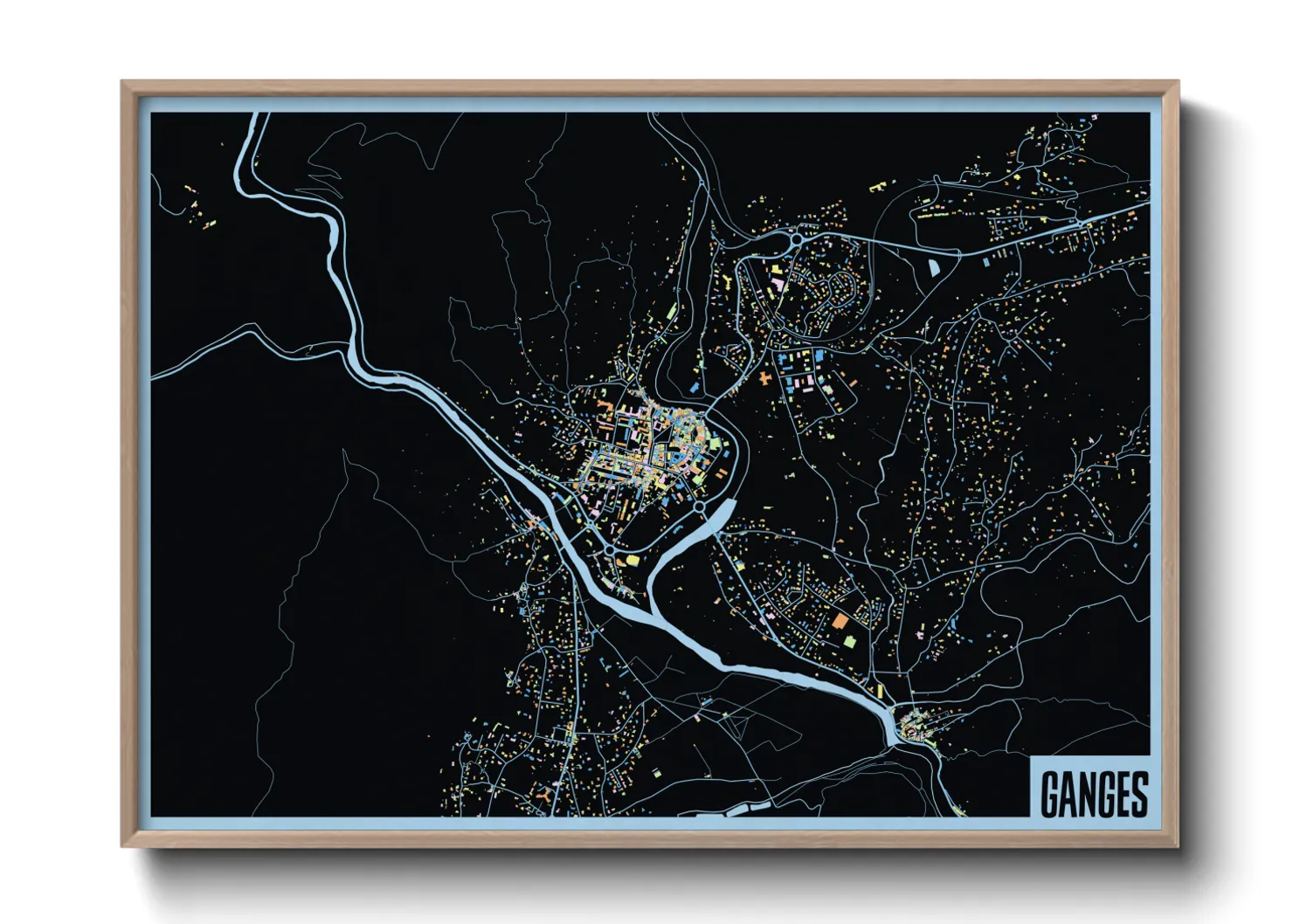 Une affiche de carte sur Ganges