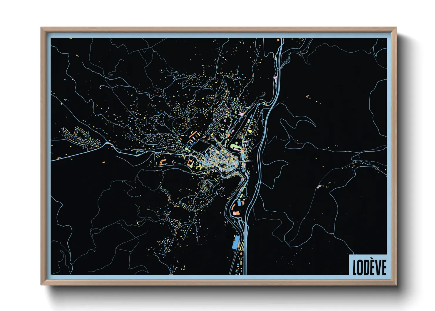 Une affiche de carte sur Lodève