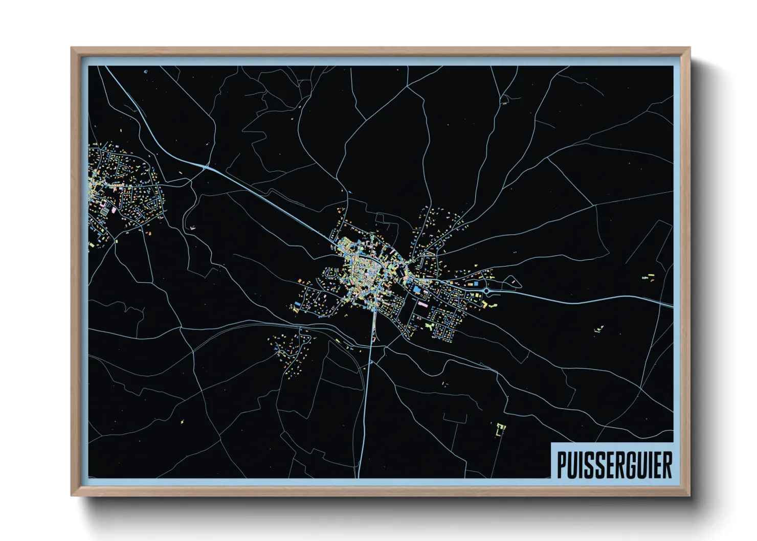 Une affiche de carte sur Puisserguier