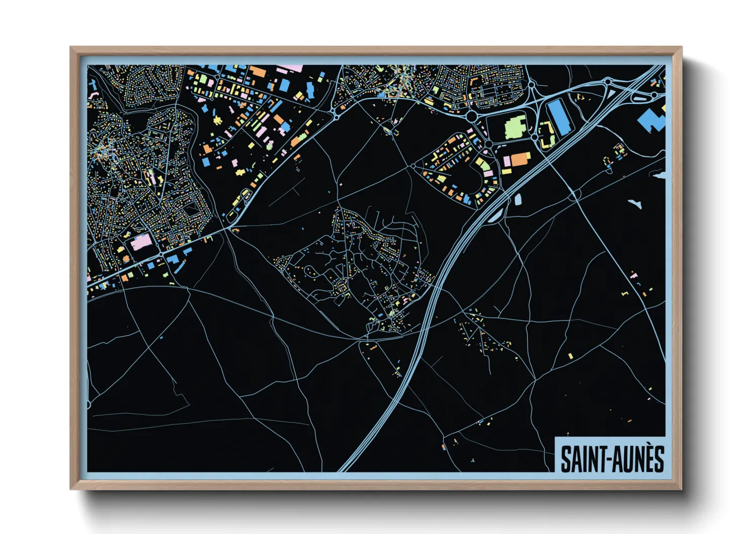 Une affiche de carte sur Saint-Aunès