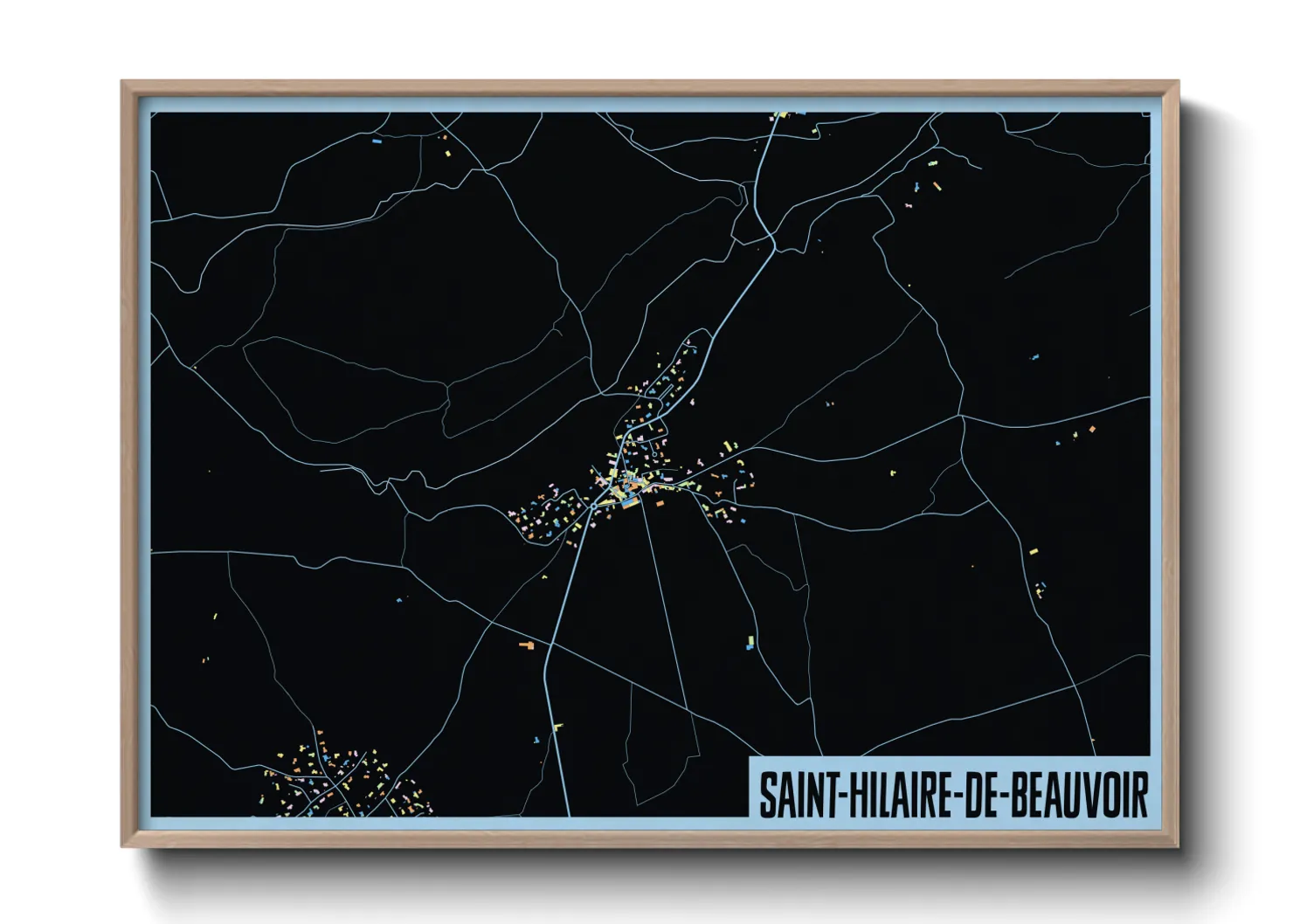 Une affiche de carte sur Saint-Hilaire-de-Beauvoir