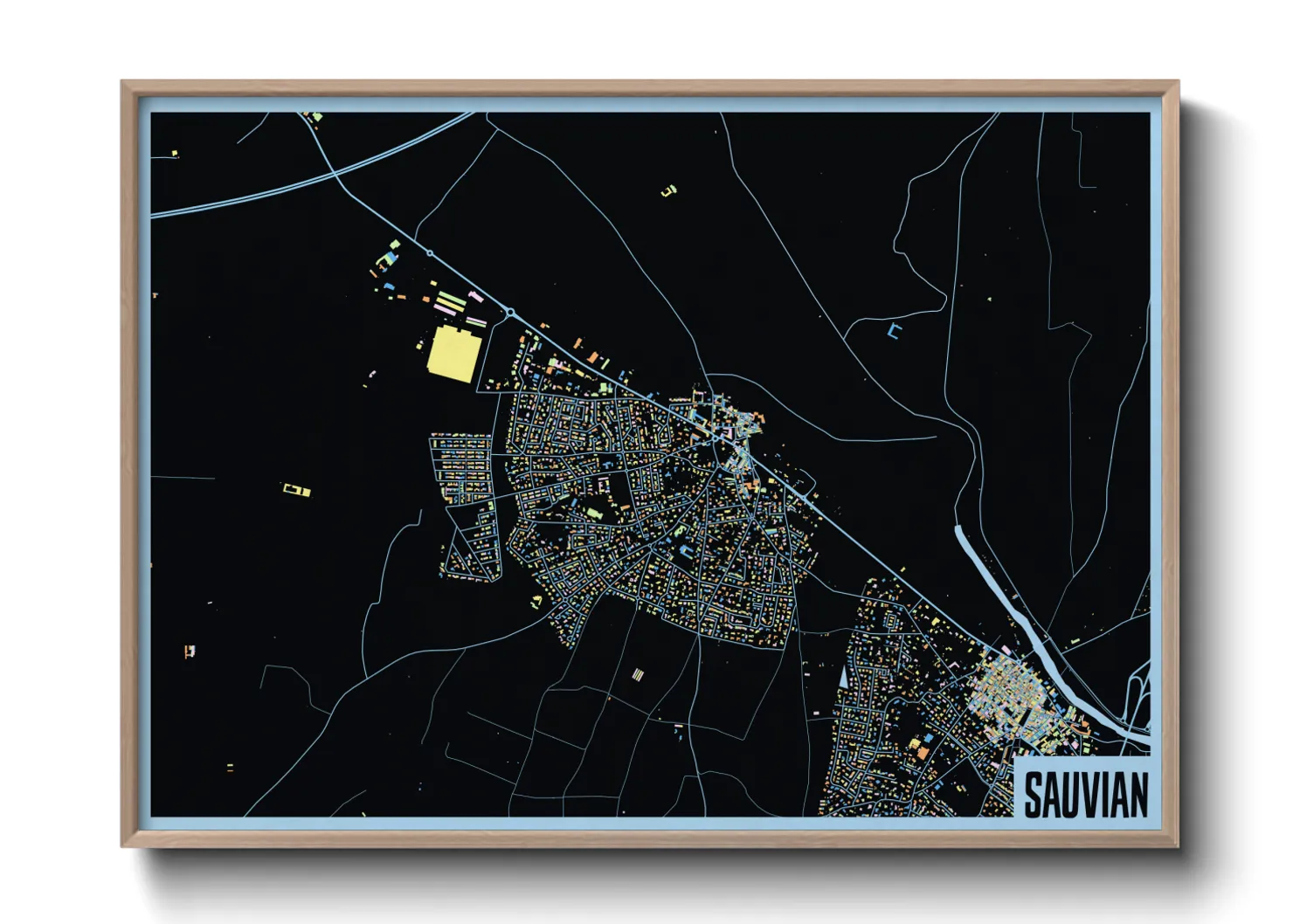 Une affiche de carte sur Sauvian