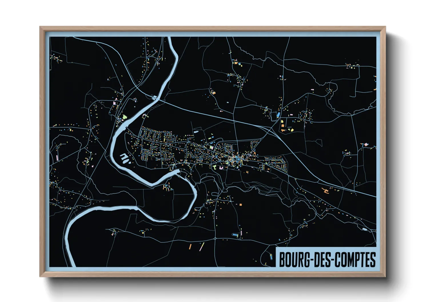 Une affiche de carte sur Bourg-des-Comptes