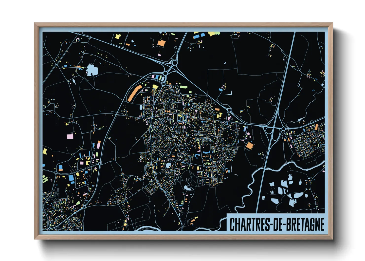 Une affiche de carte sur Chartres-de-Bretagne