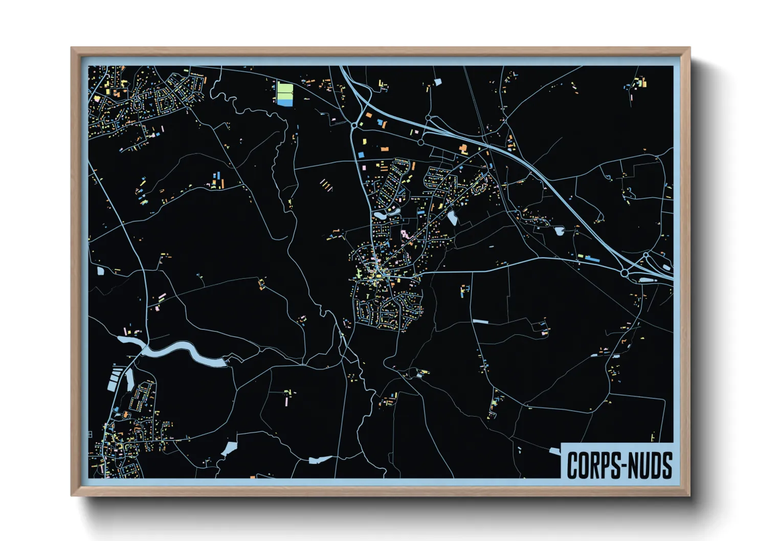 Une affiche de carte sur Corps-Nuds