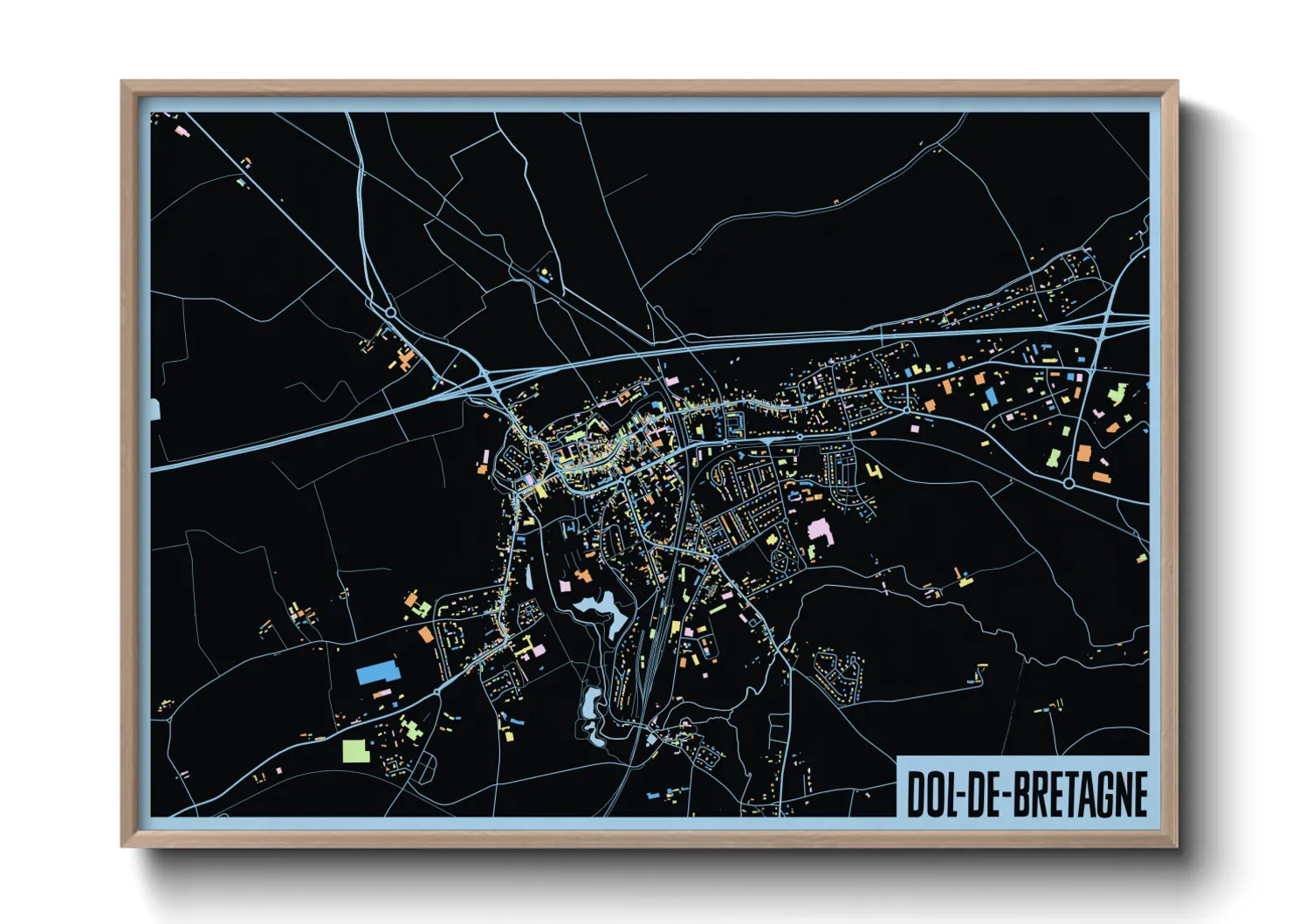 Une affiche de carte sur Dol-de-Bretagne