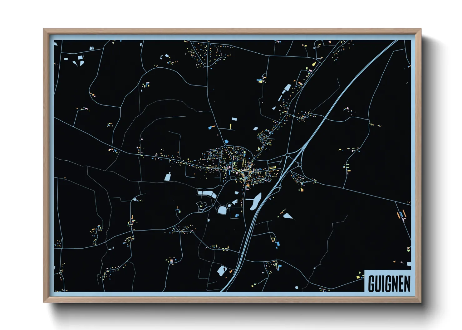 Une affiche de carte sur Guignen