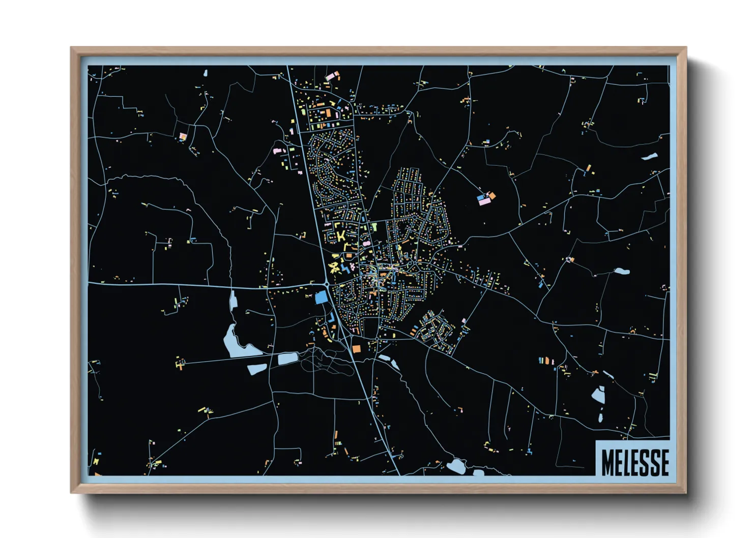 Une affiche de carte sur Melesse