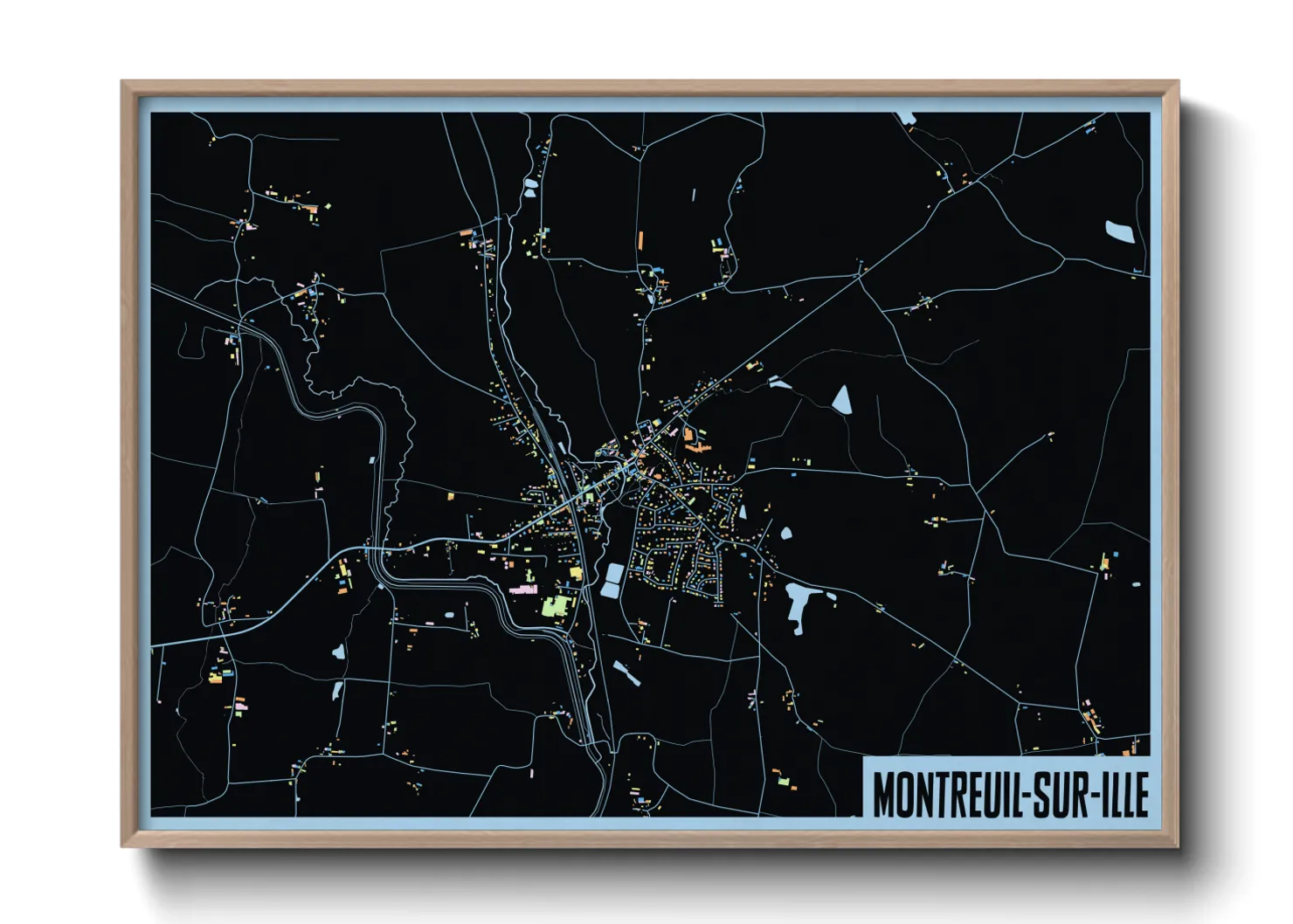 Une affiche de carte sur Montreuil-sur-Ille