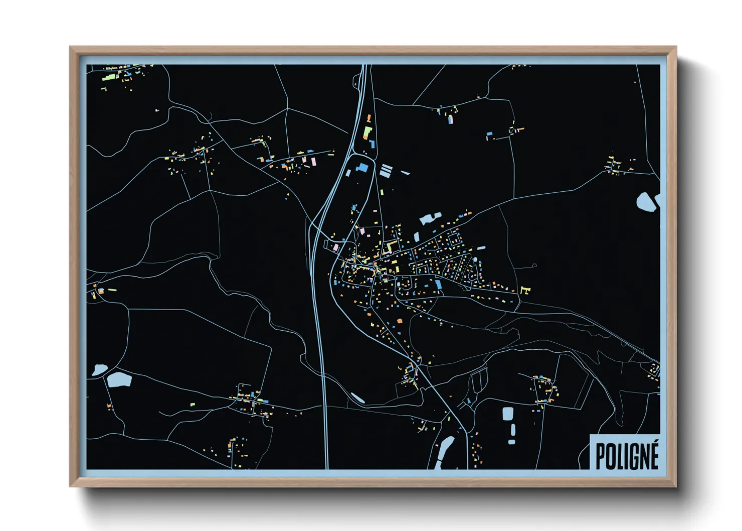 Une affiche de carte sur Poligné