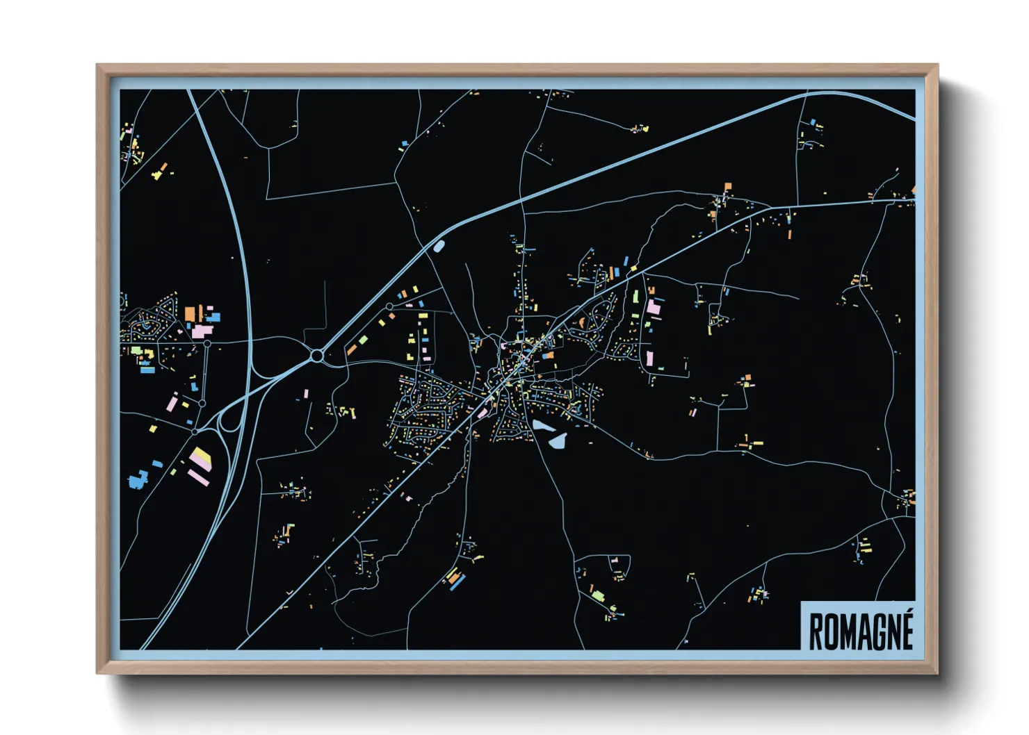 Une affiche de carte sur Romagné